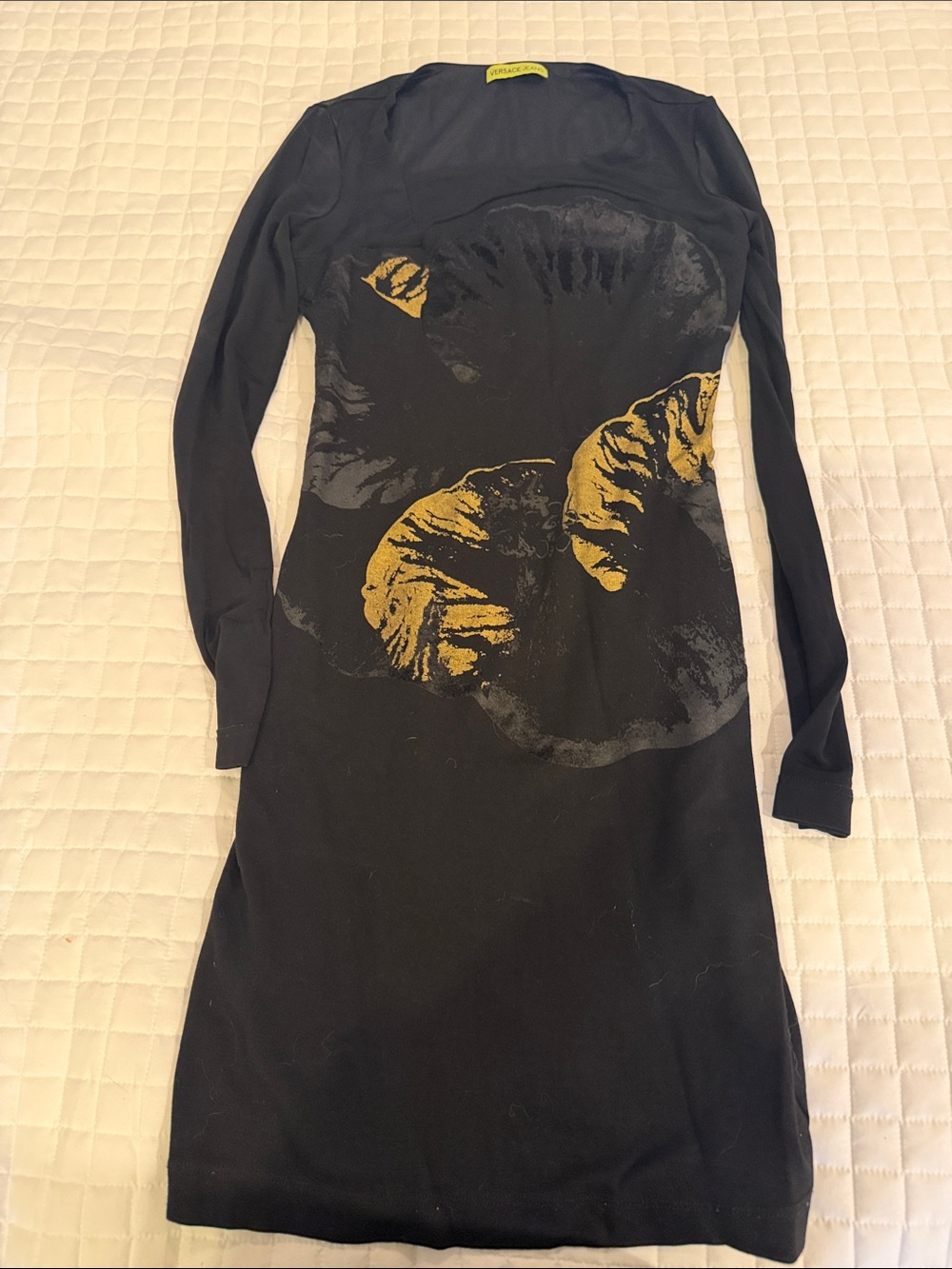 Versace Jeans Collection Black Dress with Gold Floral Motif